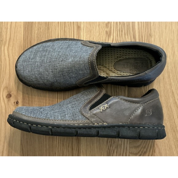 Born Men's Slip-On H16260 MLK8 Gray Canvas+Leather Size 9.5 Excellent Condition - Picture 1 of 12